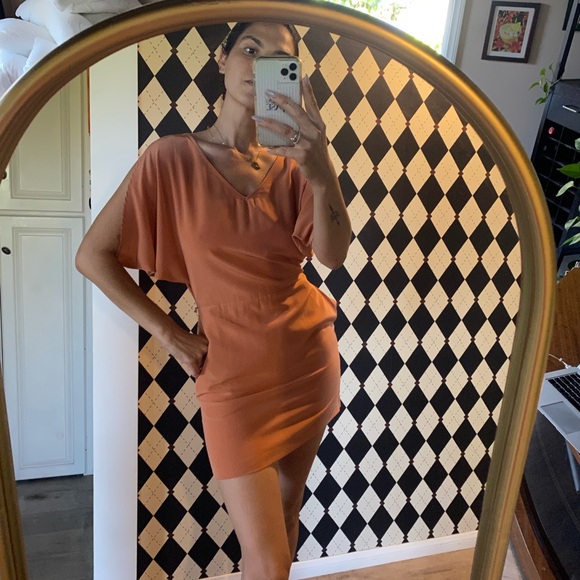 Bcbg generation orange rust mini dress pockets backless chic - Picture 2 of 7